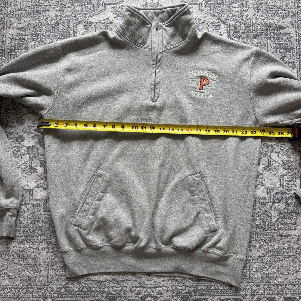 Champion Pepperdine University Waves Eco Fleece 1/4 Zip Sweatshirt Gray Large - Picture 2 of 13